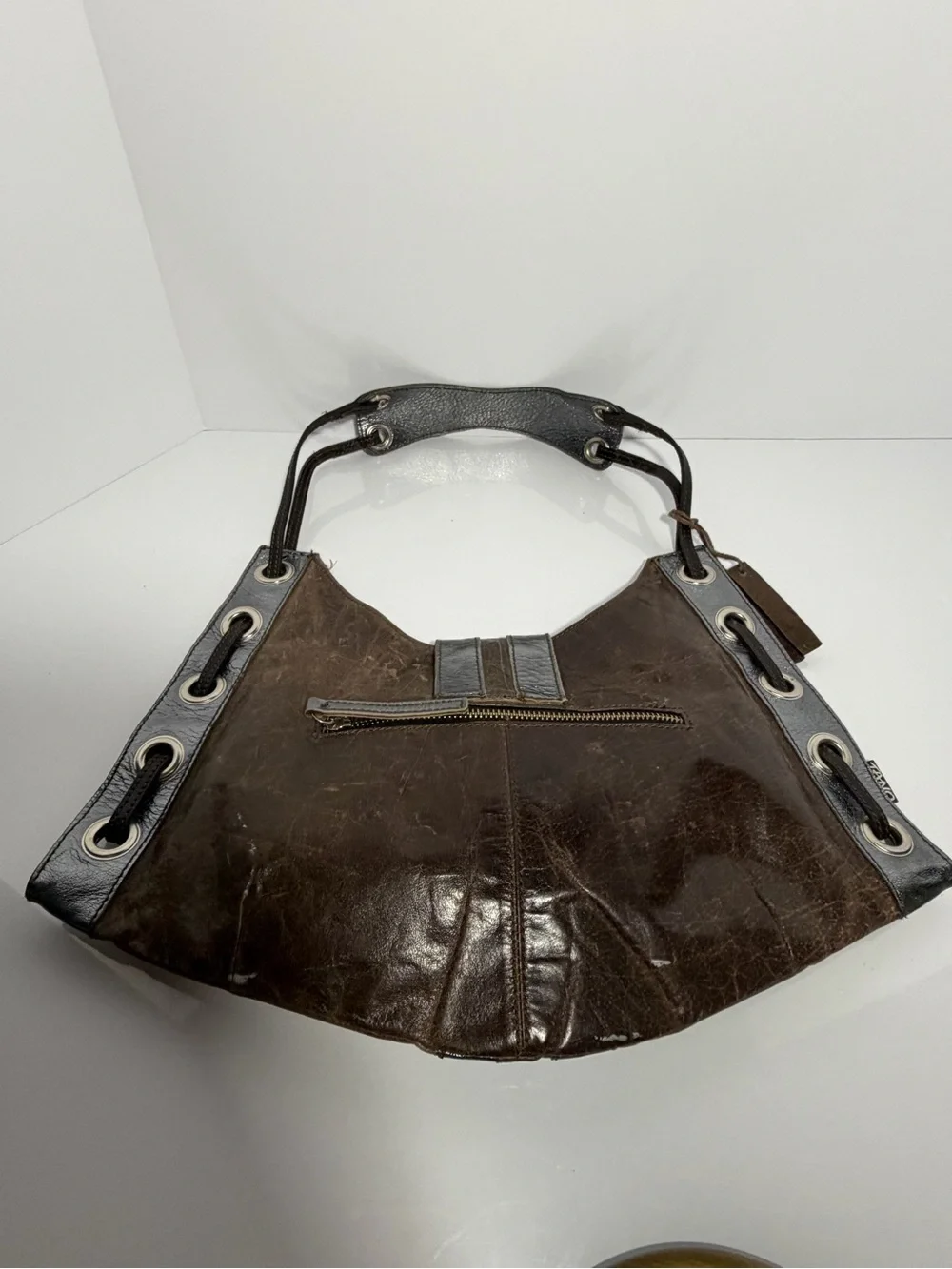 Vintage Tano Brown Leather Suede Hobo Bag Y2K Boho EUC